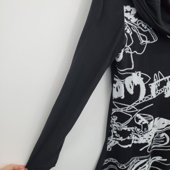 La El Couture Maxi Dress Size S Long Sleeve Cowl Neck Black White Whimsigoth - Picture 9 of 14